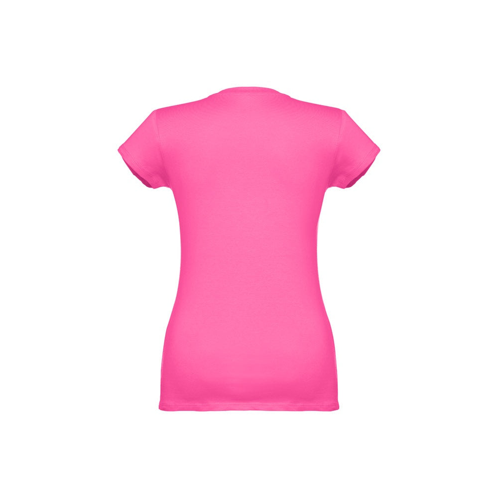 THC ATHENS WOMEN promotional t-shirt in pink (detail view) with custom logo branding