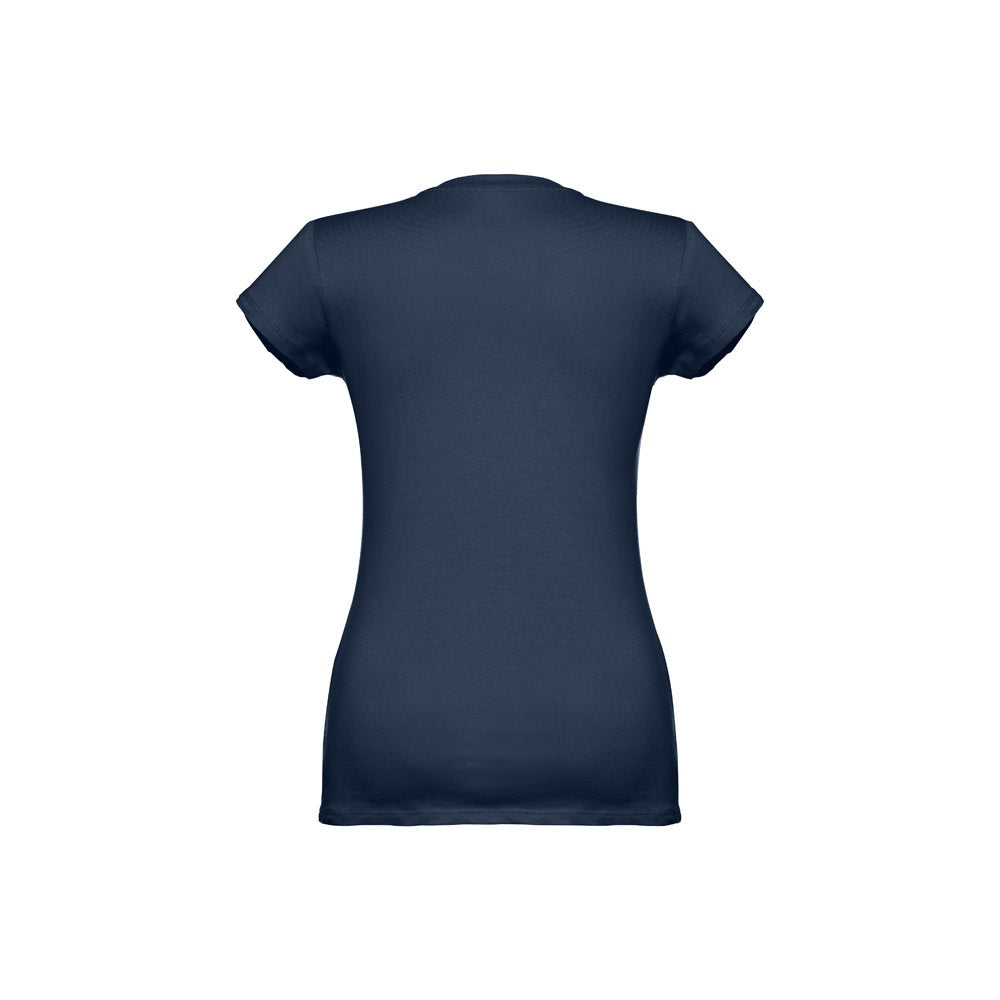 THC ATHENS WOMEN promotional t-shirt in blue (detail view) with custom logo branding