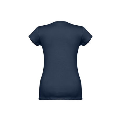 THC ATHENS WOMEN promotional t-shirt in blue (detail view) with custom logo branding