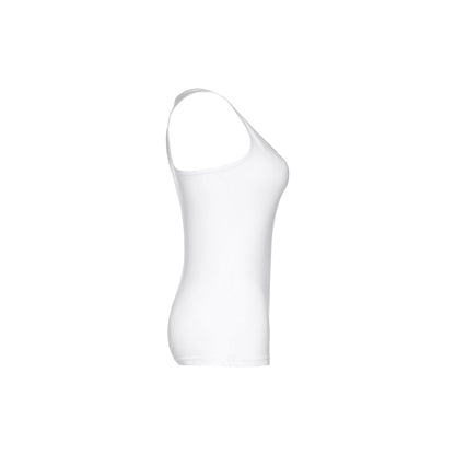 THC TIRANA WH promotional t-shirt in white (detail view) with custom logo branding