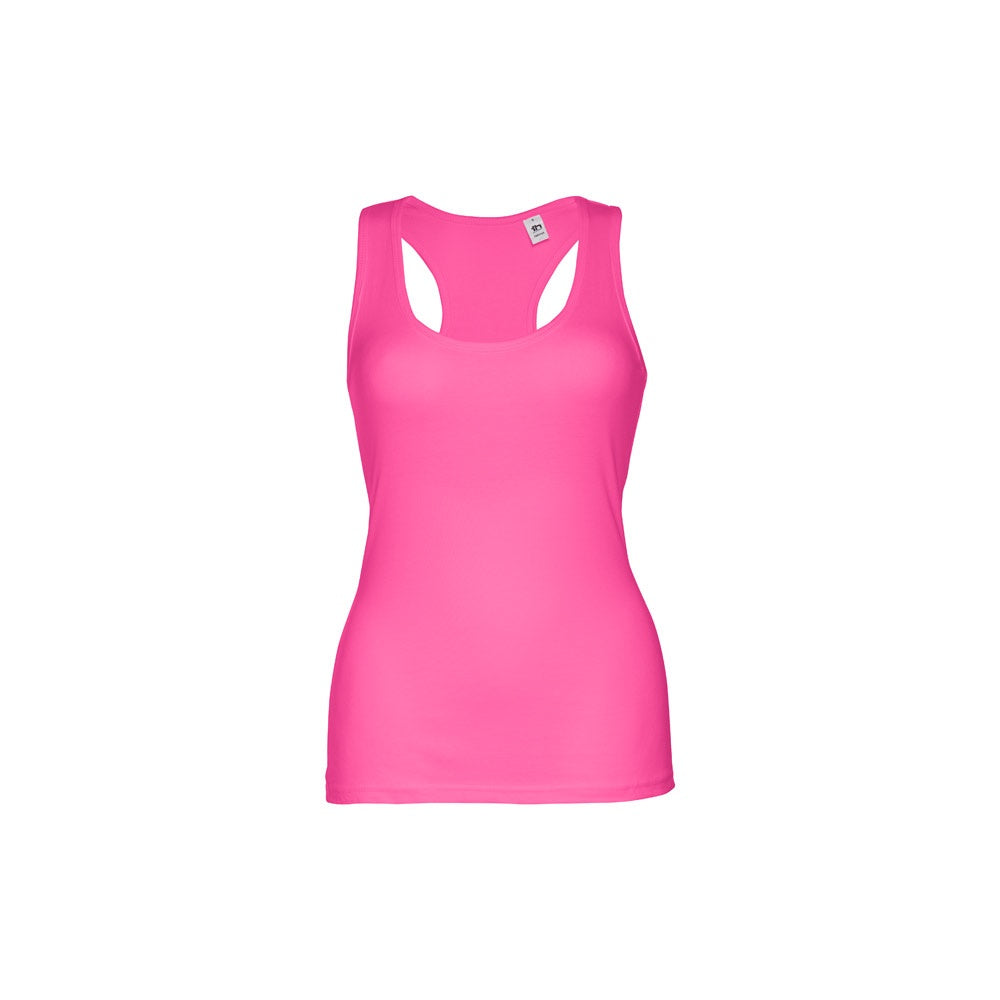 THC TIRANA promotional t-shirt in pink (detail view) with custom logo branding
