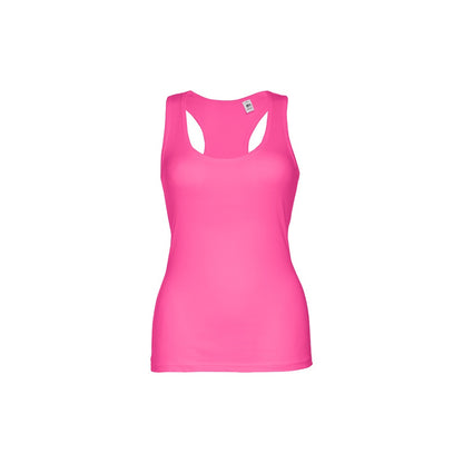 THC TIRANA promotional t-shirt in pink (detail view) with custom logo branding