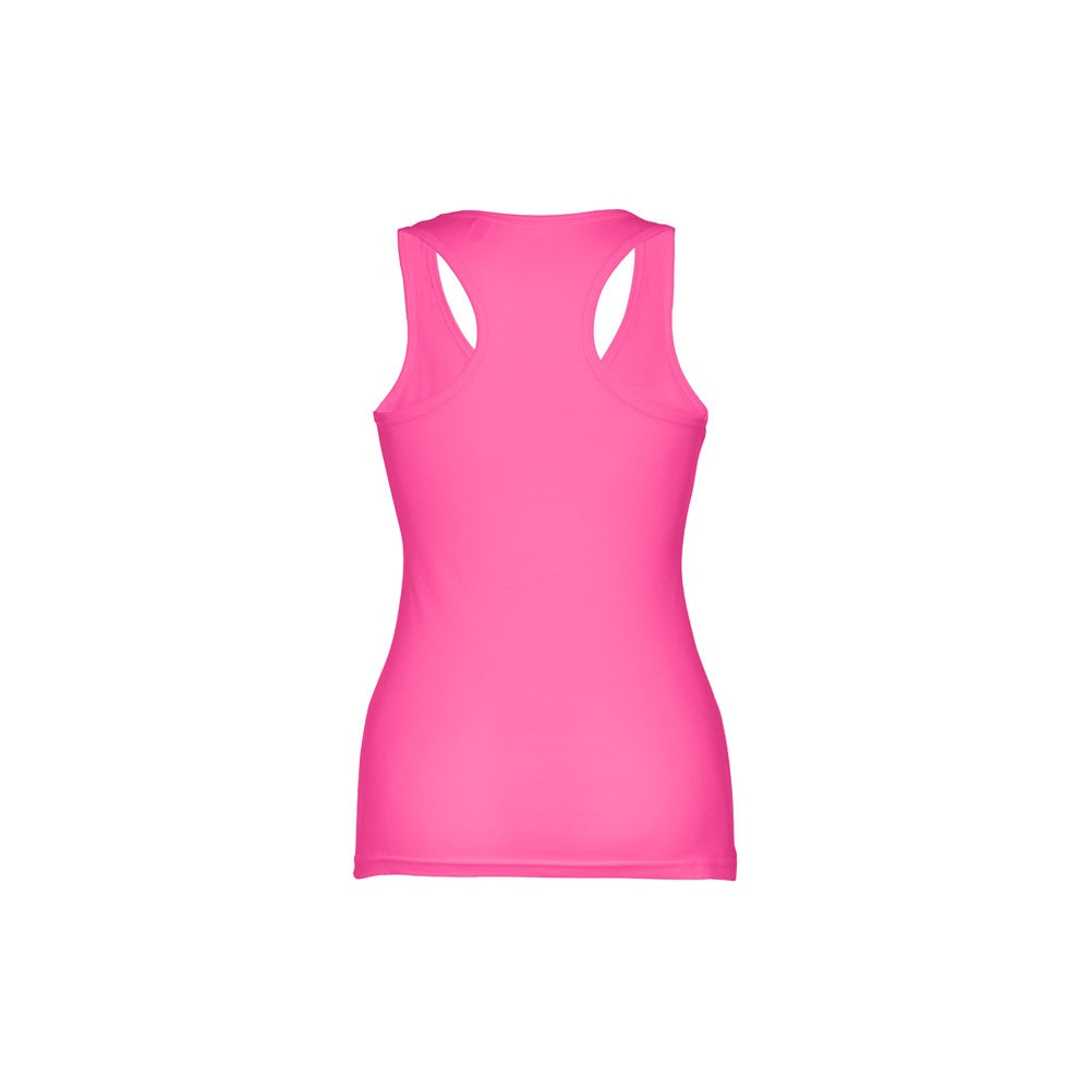 THC TIRANA promotional t-shirt in pink (detail view) with custom logo branding