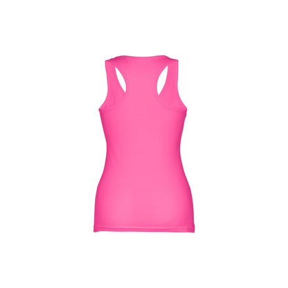 THC TIRANA promotional t-shirt in pink (detail view) with custom logo branding