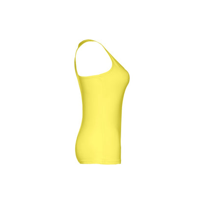 THC TIRANA promotional t-shirt in lime yellow (detail view) with custom logo branding