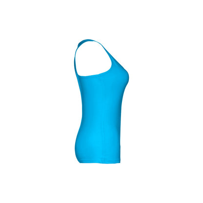 THC TIRANA promotional t-shirt in acqua blue (detail view) with custom logo branding