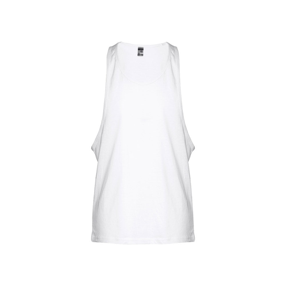 THC IBIZA WH promotional t-shirt in white (detail view) with custom logo branding