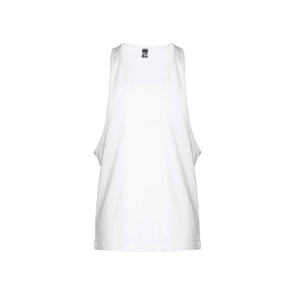 THC IBIZA WH promotional t-shirt in white (detail view) with custom logo branding