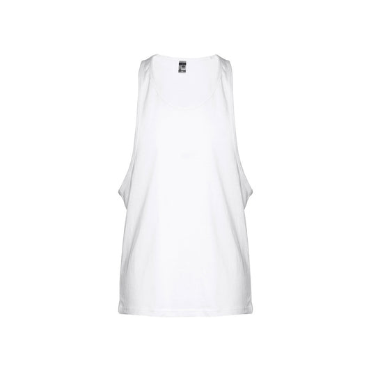 THC IBIZA WH promotional t-shirt in white (detail view) with custom logo branding