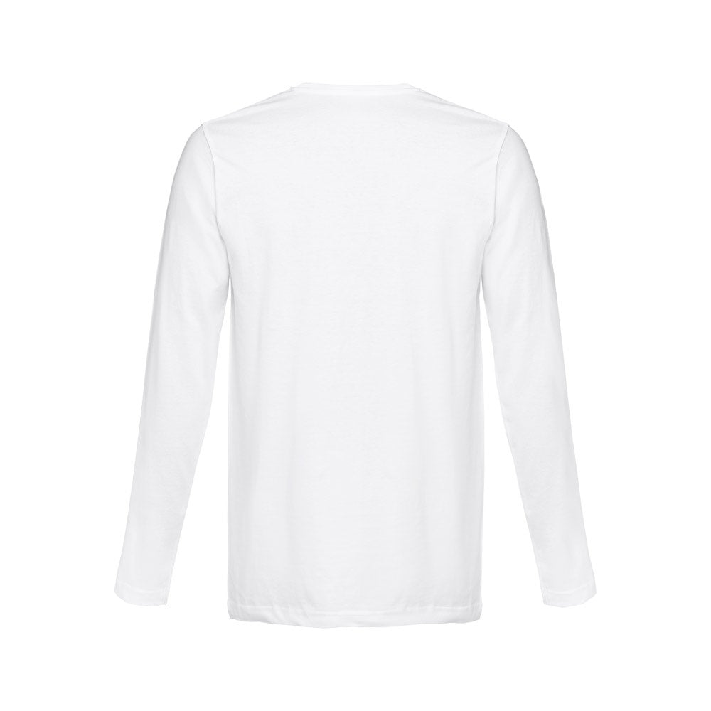 THC BUCHAREST WH promotional t-shirt in white (detail view) with custom logo branding
