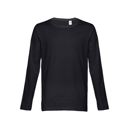 THC BUCHAREST promotional t-shirt in black (detail view) with custom logo branding