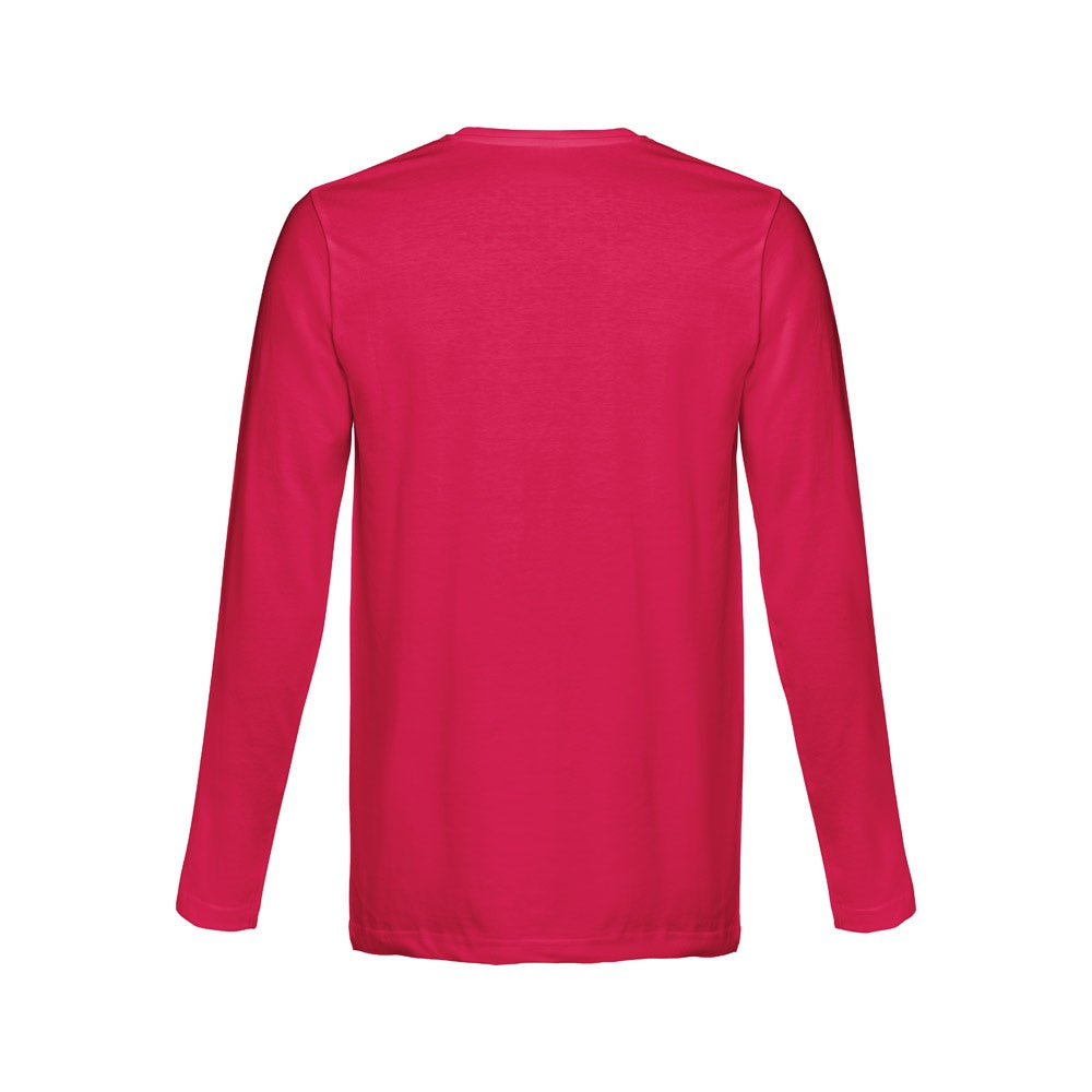 THC BUCHAREST promotional t-shirt in red (detail view) with custom logo branding