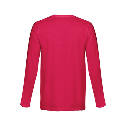 THC BUCHAREST promotional t-shirt in red (detail view) with custom logo branding