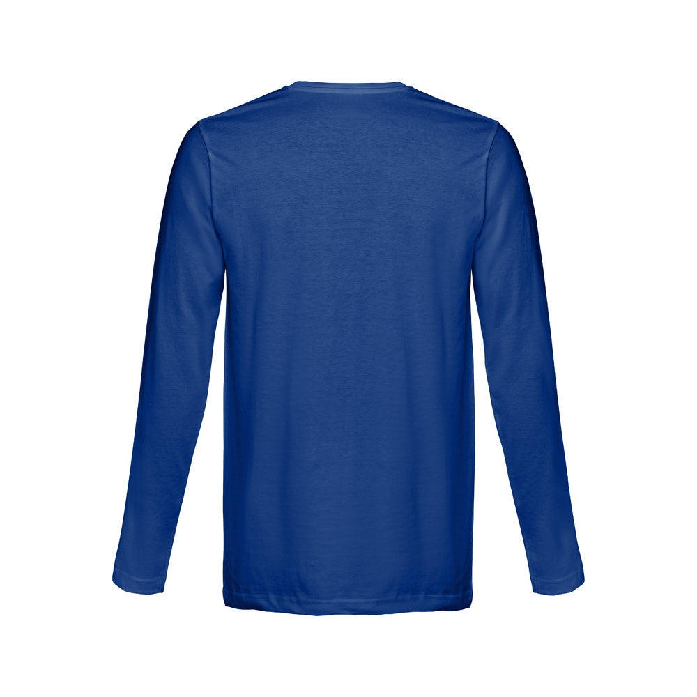 THC BUCHAREST promotional t-shirt in royal blue (detail view) with custom logo branding