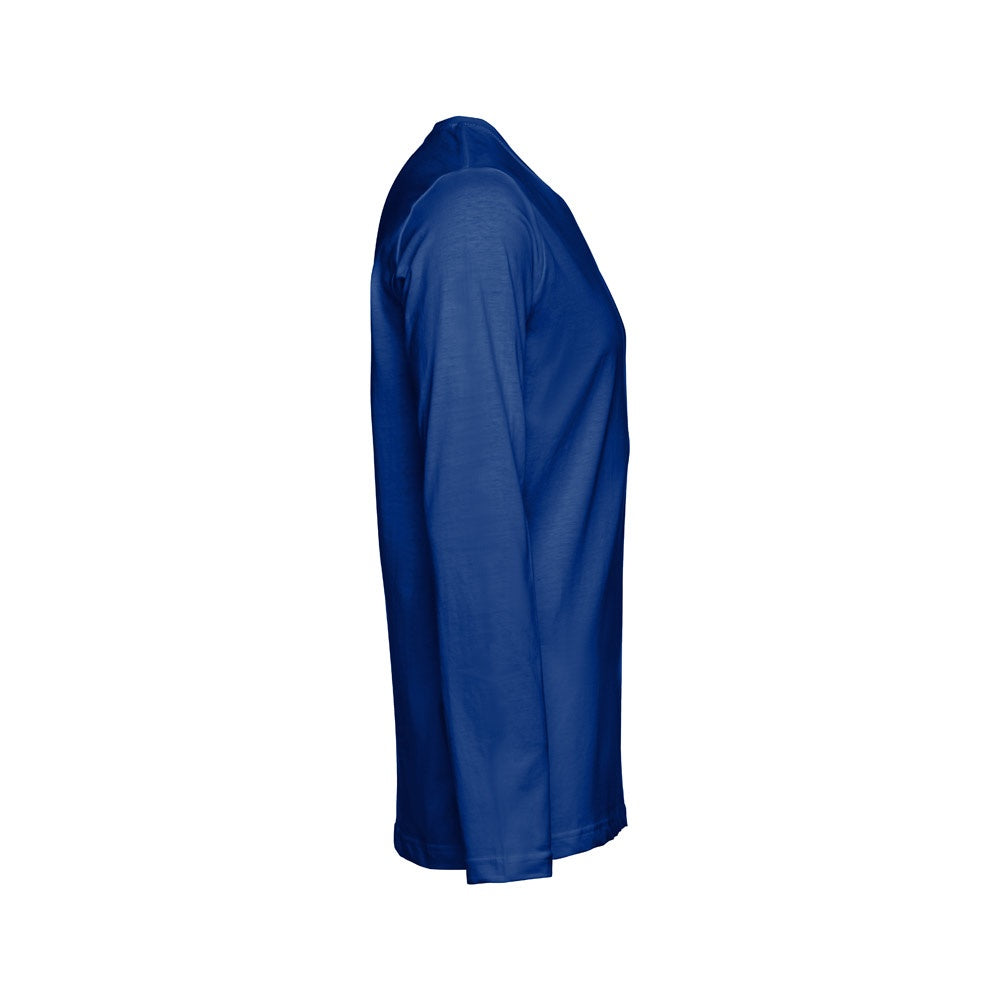 THC BUCHAREST promotional t-shirt in royal blue (detail view) with custom logo branding