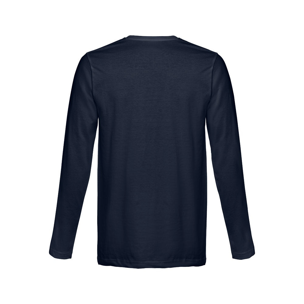 THC BUCHAREST promotional t-shirt in navy blue (detail view) with custom logo branding