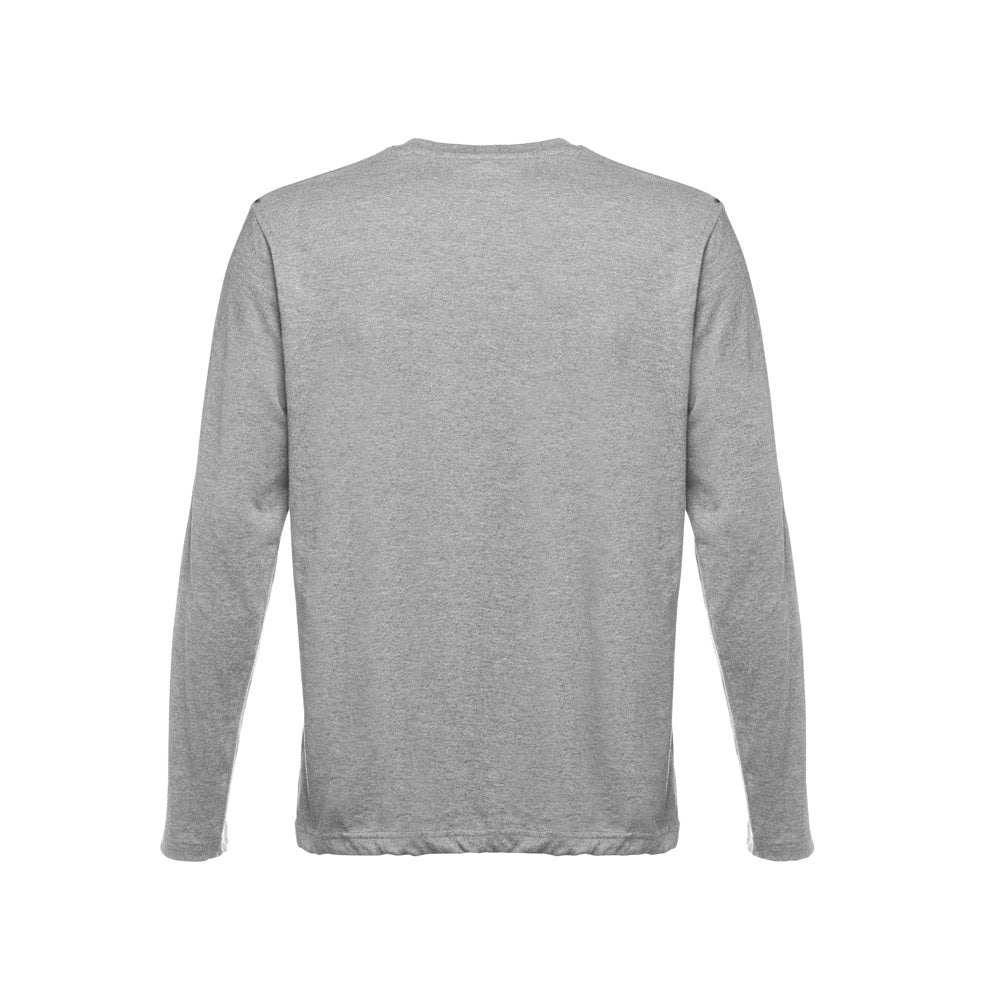 THC BUCHAREST promotional t-shirt in heather light grey (detail view) with custom logo branding