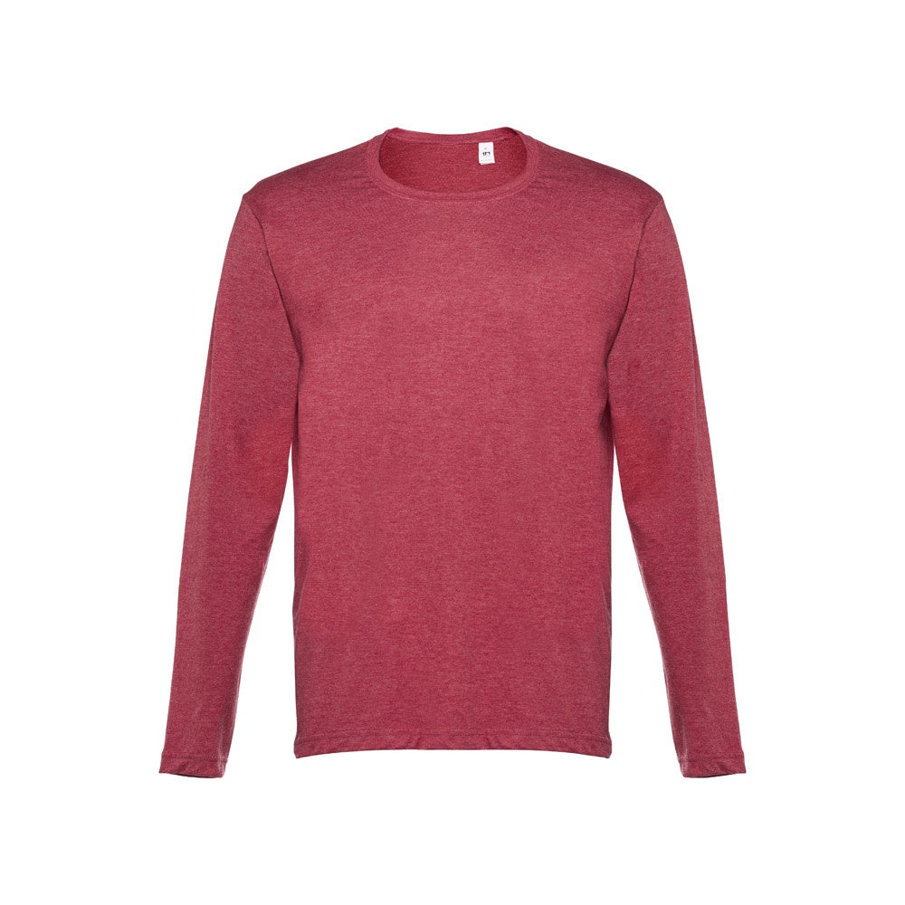 THC BUCHAREST promotional t-shirt in heather red (detail view) with custom logo branding