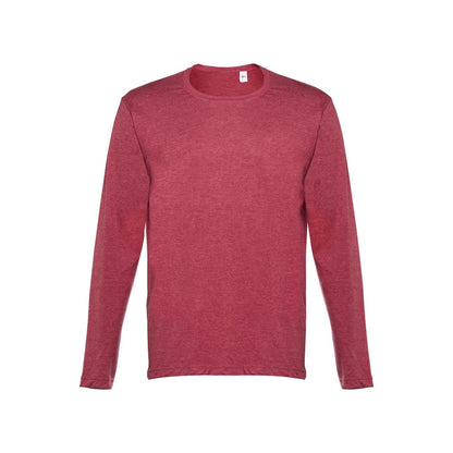 THC BUCHAREST promotional t-shirt in heather red (detail view) with custom logo branding