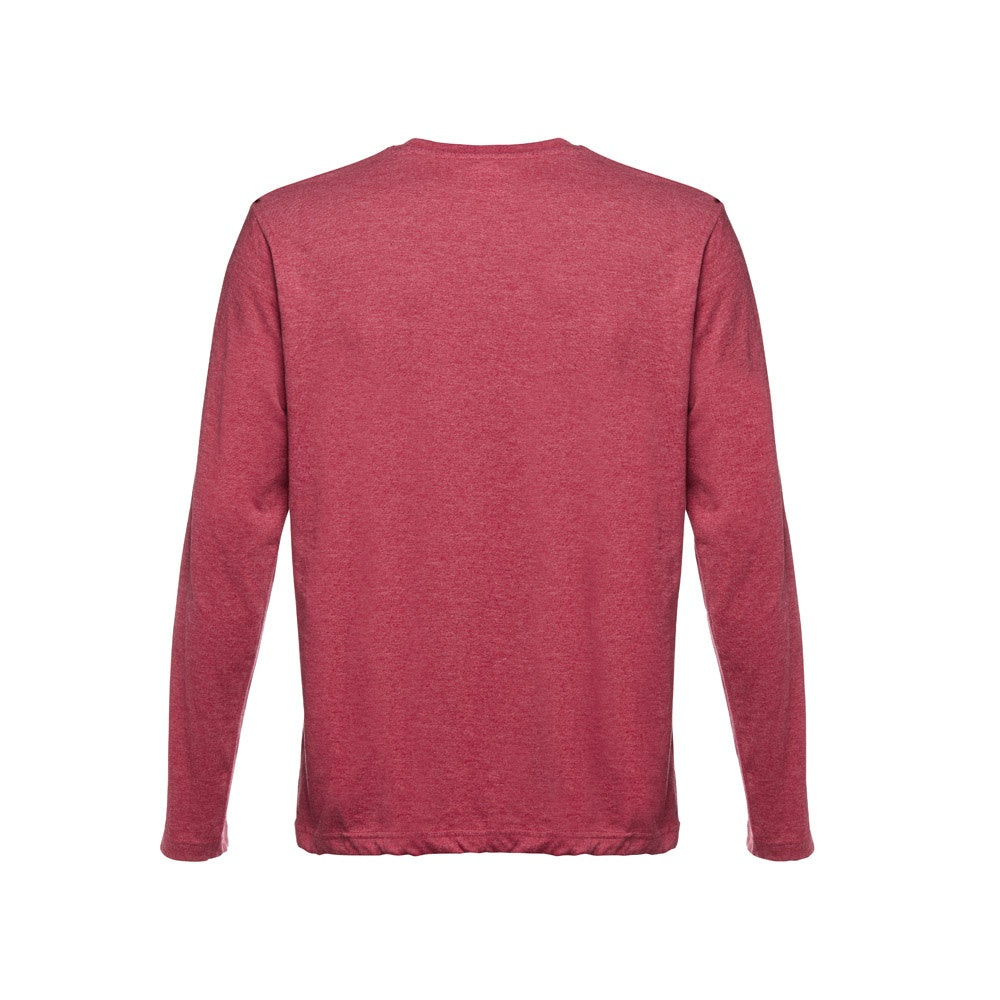 THC BUCHAREST promotional t-shirt in heather red (detail view) with custom logo branding
