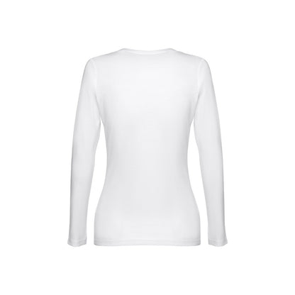 THC BUCHAREST WOMEN WH promotional t-shirt in white (detail view) with custom logo branding