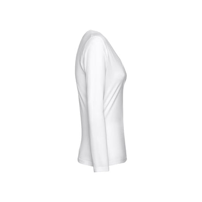 THC BUCHAREST WOMEN WH promotional t-shirt in white (detail view) with custom logo branding