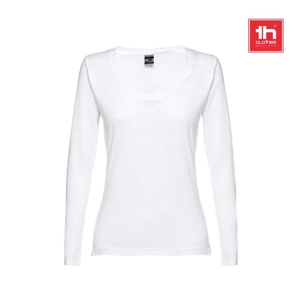 THC BUCHAREST WOMEN WH promotional t-shirt (complete set view) with custom logo branding