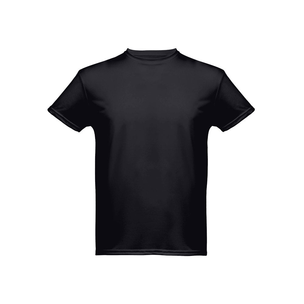 THC NICOSIA promotional t-shirt in black (detail view) with custom logo branding
