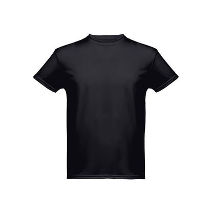 THC NICOSIA promotional t-shirt in black (detail view) with custom logo branding