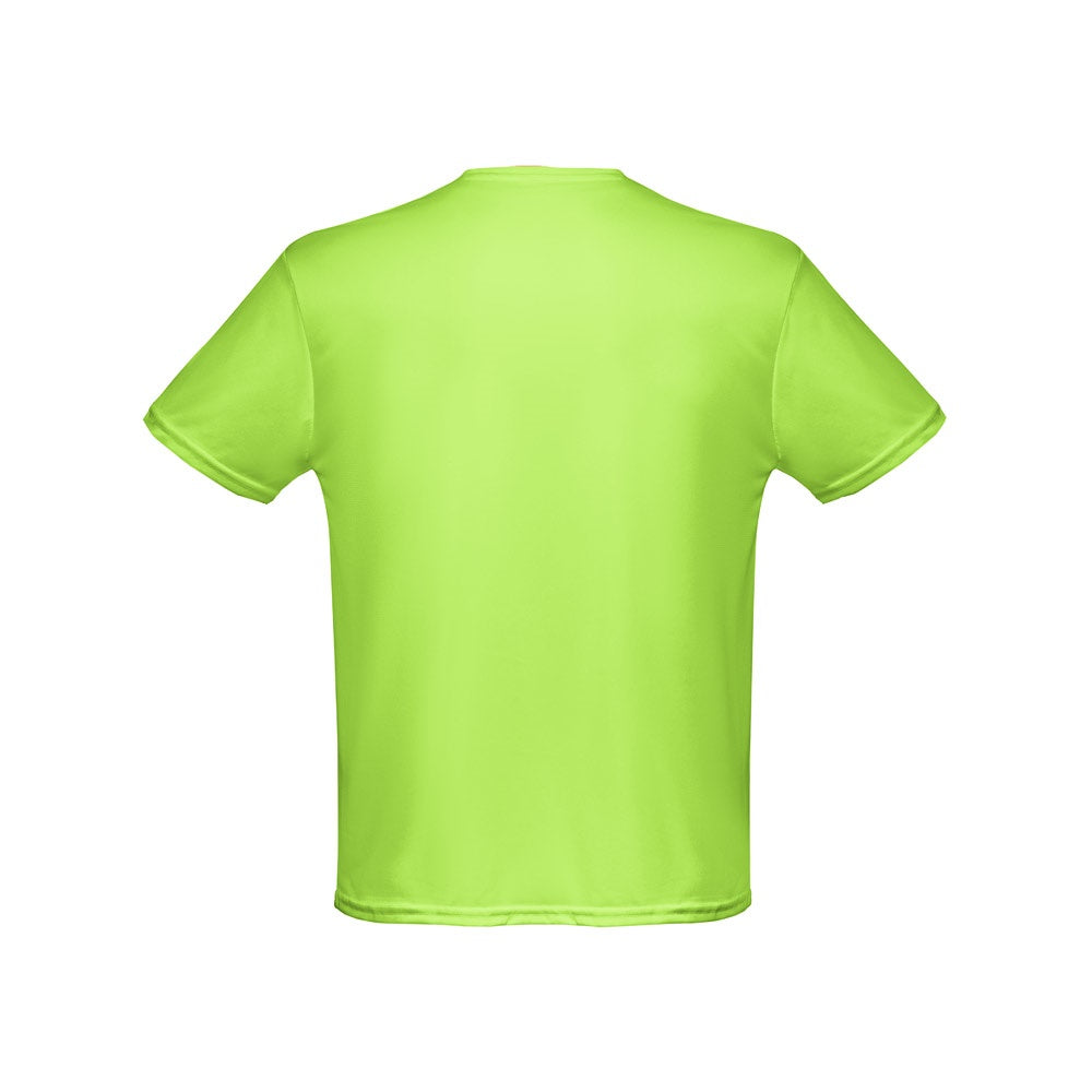 THC NICOSIA promotional t-shirt in hexachrome green (detail view) with custom logo branding