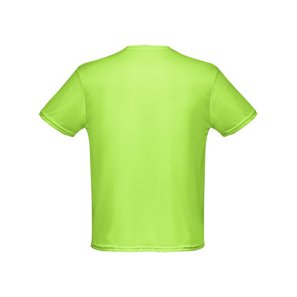 THC NICOSIA promotional t-shirt in hexachrome green (detail view) with custom logo branding