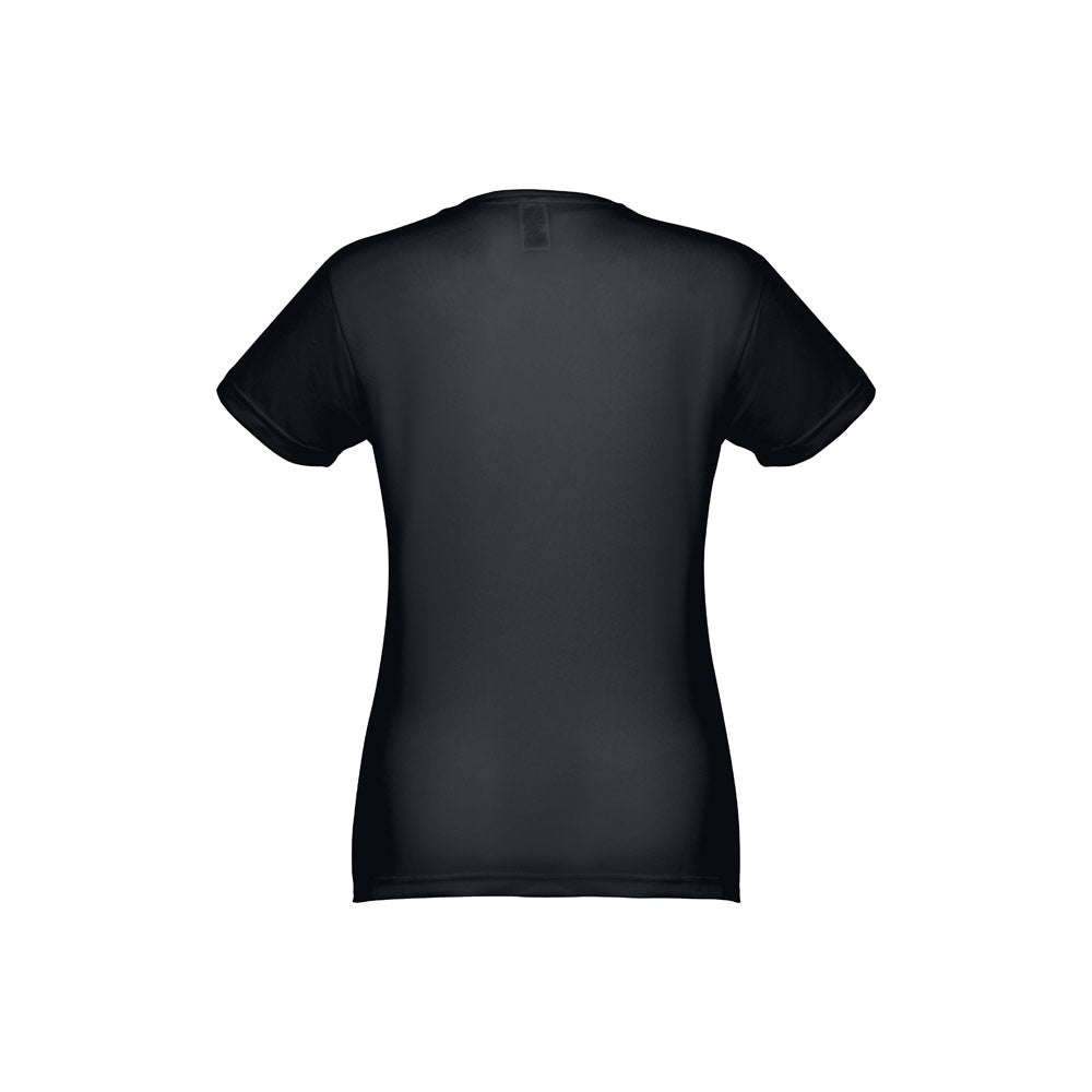 THC NICOSIA WOMEN promotional t-shirt in black (detail view) with custom logo branding