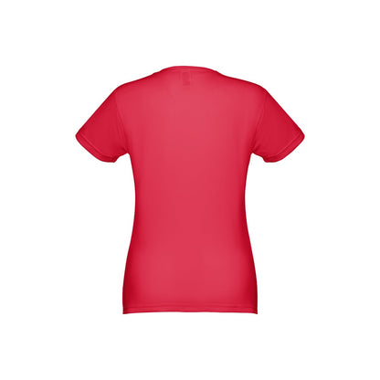 THC NICOSIA WOMEN promotional t-shirt in red (detail view) with custom logo branding