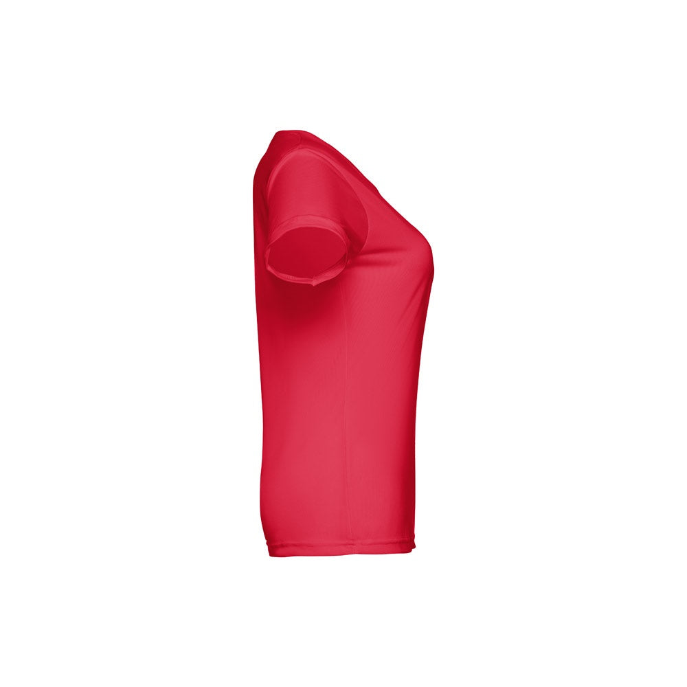 THC NICOSIA WOMEN promotional t-shirt in red (detail view) with custom logo branding