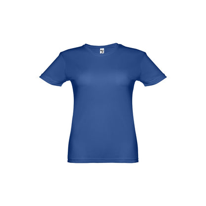 THC NICOSIA WOMEN promotional t-shirt in royal blue (detail view) with custom logo branding