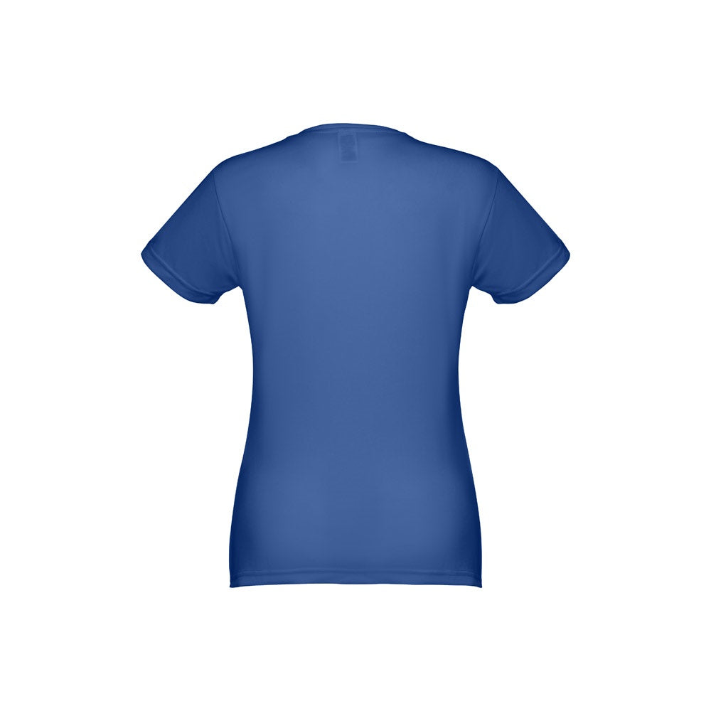 THC NICOSIA WOMEN promotional t-shirt in royal blue (detail view) with custom logo branding