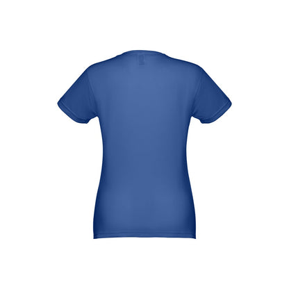 THC NICOSIA WOMEN promotional t-shirt in royal blue (detail view) with custom logo branding