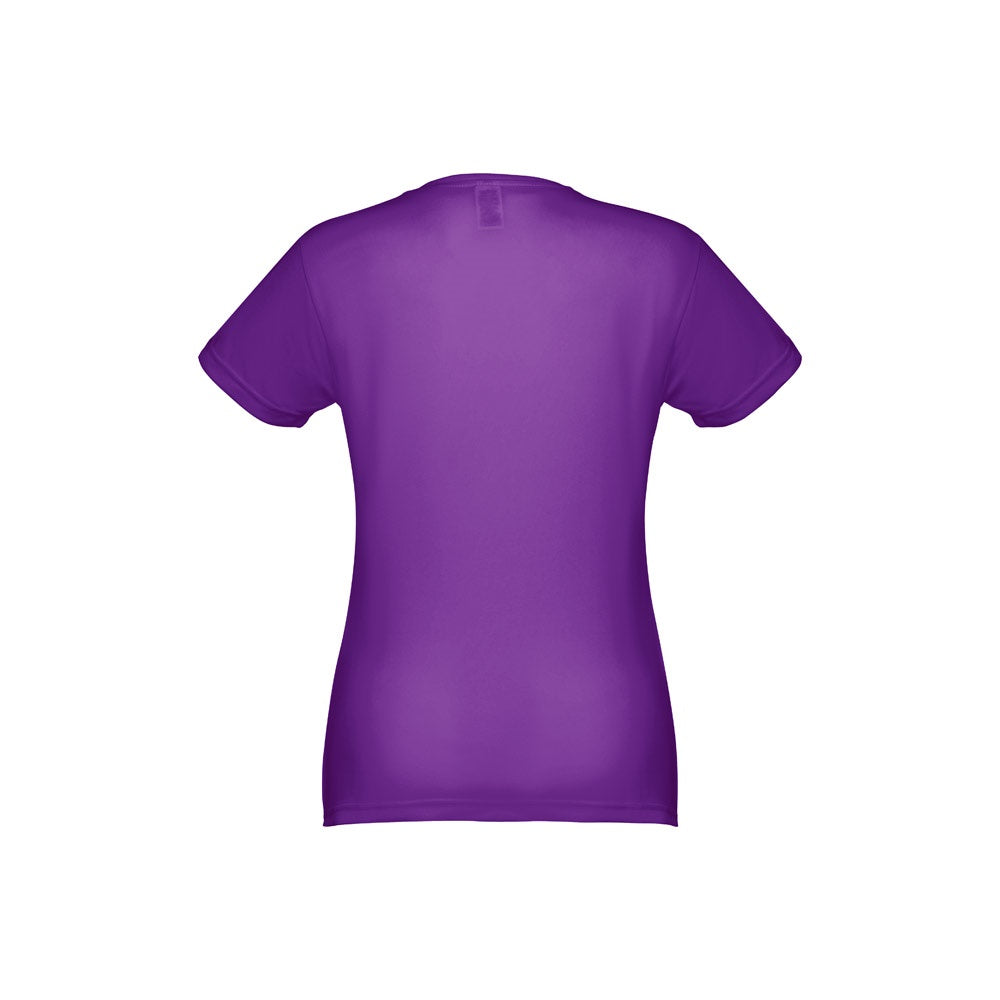 THC NICOSIA WOMEN promotional t-shirt in purple (detail view) with custom logo branding