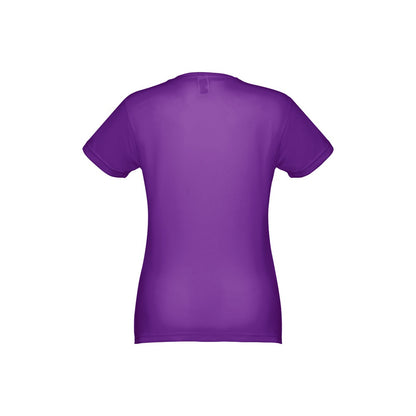 THC NICOSIA WOMEN promotional t-shirt in purple (detail view) with custom logo branding