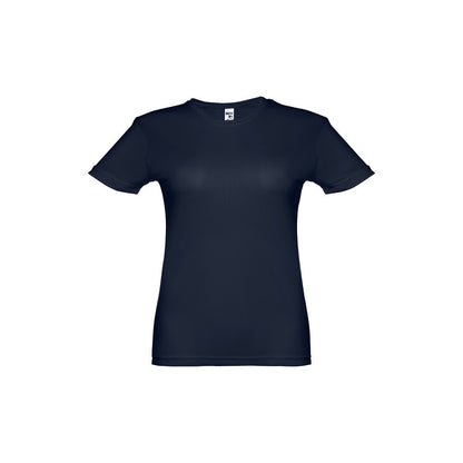 THC NICOSIA WOMEN promotional t-shirt in navy blue (detail view) with custom logo branding