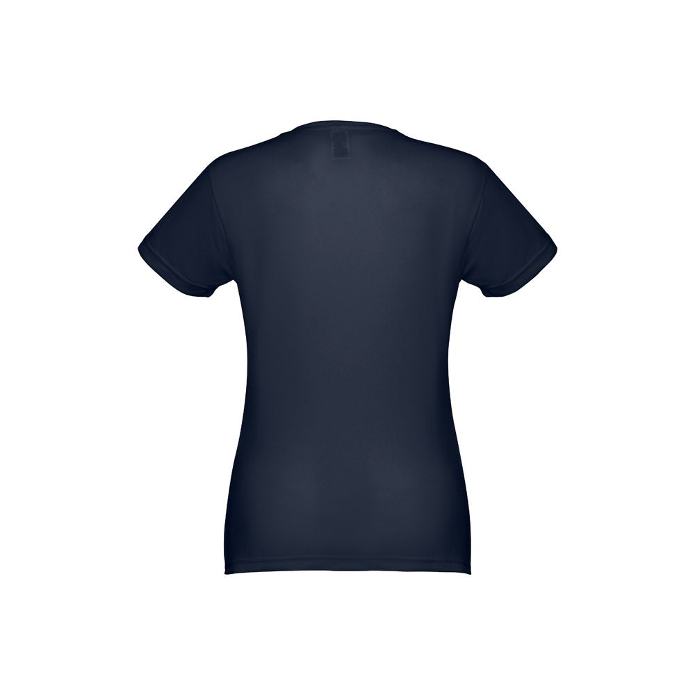 THC NICOSIA WOMEN promotional t-shirt in navy blue (detail view) with custom logo branding