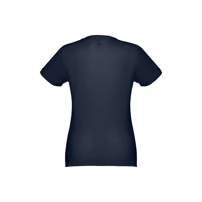 THC NICOSIA WOMEN promotional t-shirt in navy blue (detail view) with custom logo branding