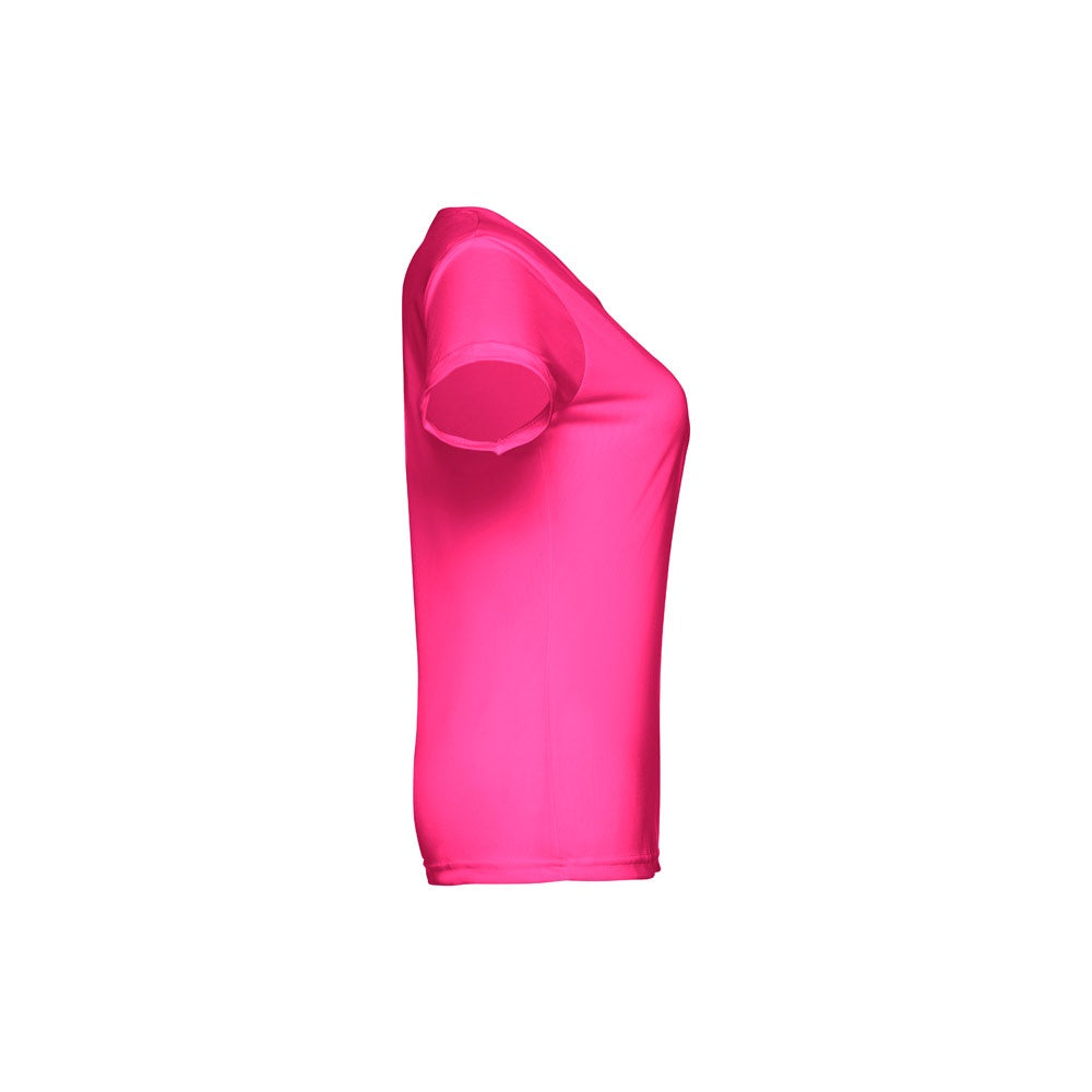 THC NICOSIA WOMEN promotional t-shirt in hexachrome pink (detail view) with custom logo branding