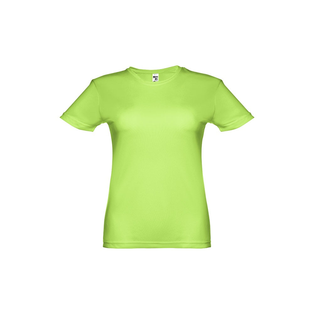 THC NICOSIA WOMEN promotional t-shirt in hexachrome green (detail view) with custom logo branding