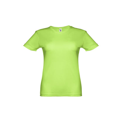THC NICOSIA WOMEN promotional t-shirt in hexachrome green (detail view) with custom logo branding