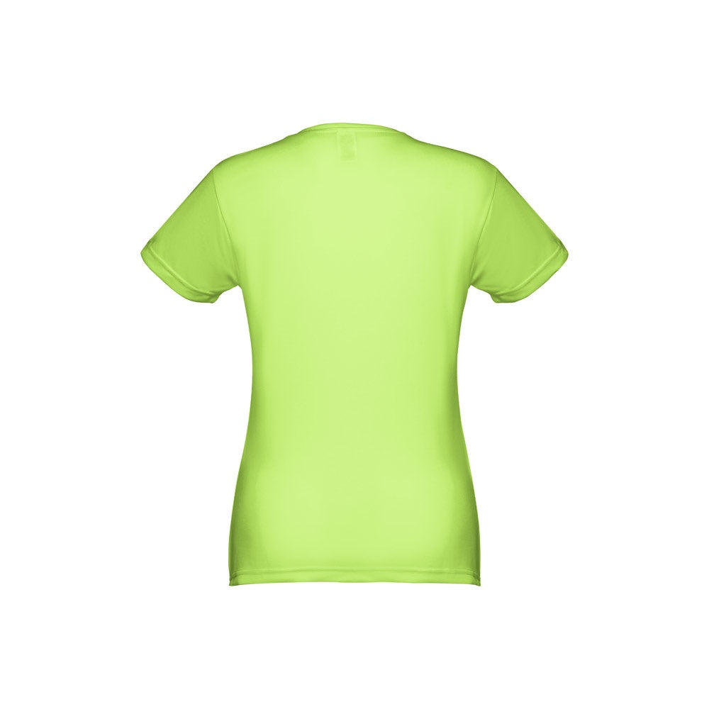 THC NICOSIA WOMEN promotional t-shirt in hexachrome green (detail view) with custom logo branding