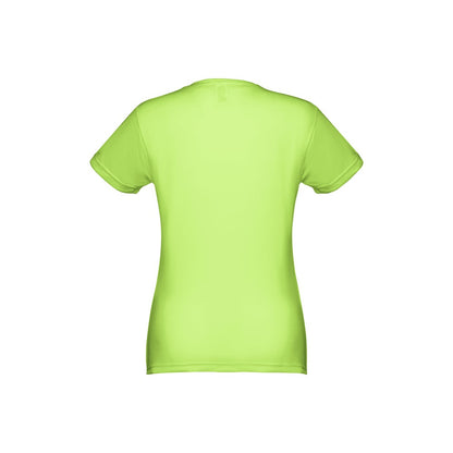 THC NICOSIA WOMEN promotional t-shirt in hexachrome green (detail view) with custom logo branding