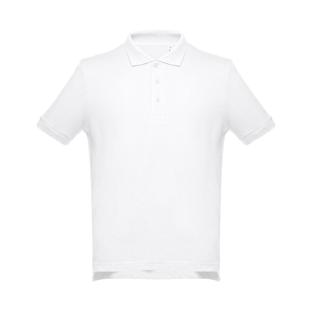 THC ADAM WH promotional polo shirt in white with custom logo branding
