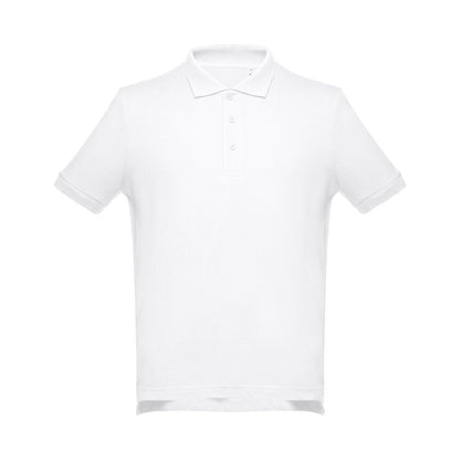THC ADAM WH promotional polo shirt in white with custom logo branding