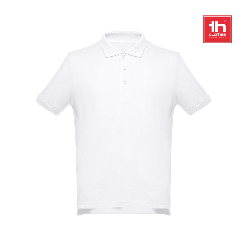 THC ADAM WH promotional polo shirt (complete set view) with custom logo branding